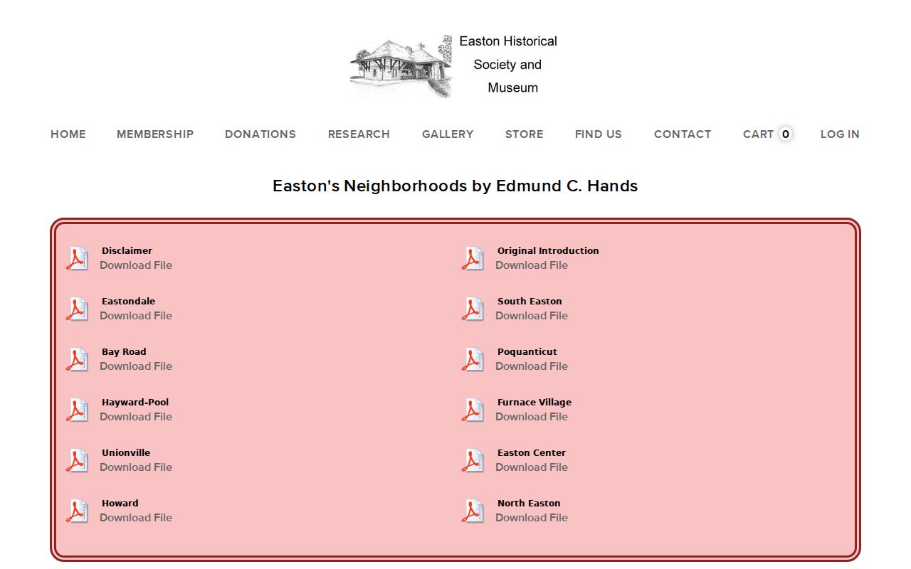 Easton neighbors Historical Society neighborhood history resources