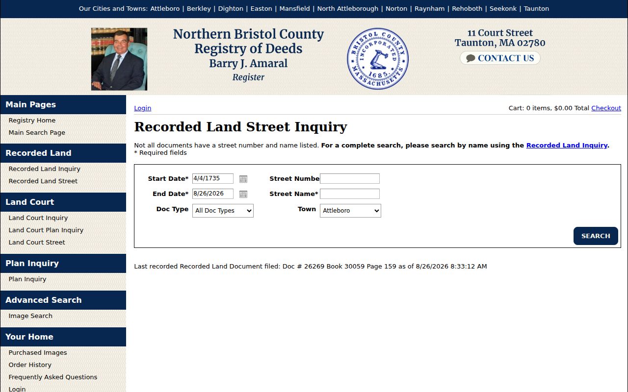 Easton street directory Registry street-keyed deed search