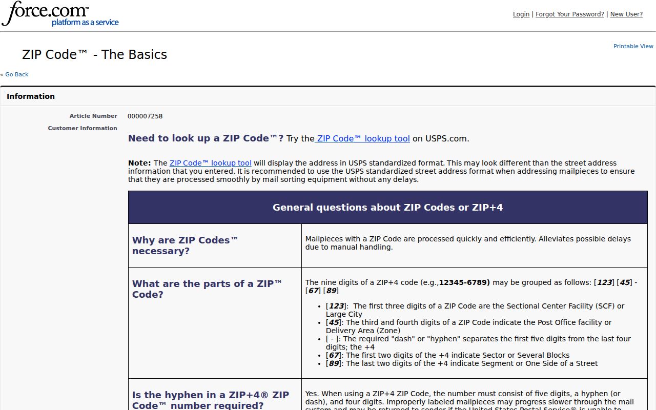 Easton ZIP code directory USPS ZIP Code basics reference
